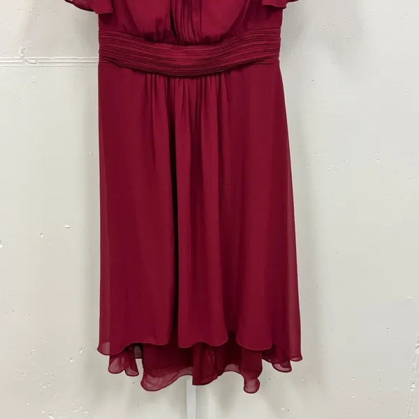 NWT‎ Ever Pretty Burgundy High-Low Chiffon Flutter Sleeve Midi Dress Size 6 - Image 4