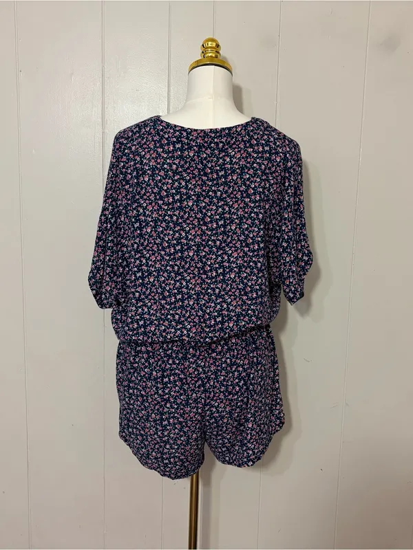 Rails Minka Wildflower Floral Tie Front Romper Navy Size S - Image 6