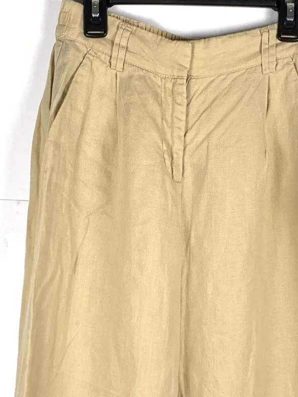 Magaschoni Pants Womens XS Beige 100% Linen Wide Leg Pull On Coastal - Image 4