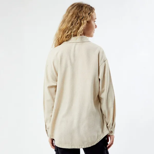 Rhythm | Oyster Knit Oversized Relaxed Fit Shacket Top in Cream Size‎ Small - Image 3