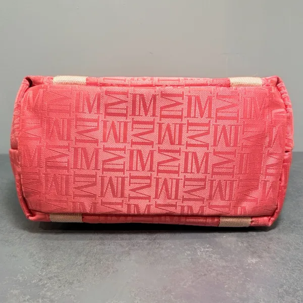 IM Monogram Isaac Mizrahi Insulated Lunch Tote Coral Zip Top - Image 3
