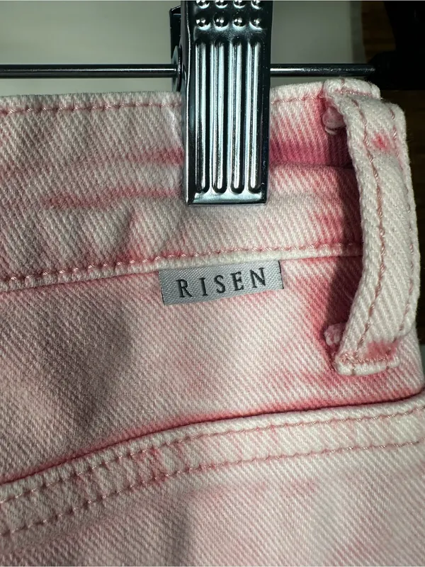 J125. Risen Soft Pink Distressed Flared Jeans Size undefined - Image 3