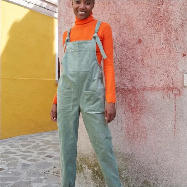 Lucy & Yak Corduroy Overalls Women US 2 Green Excellent Organic Cotton Dungarees - Image 3