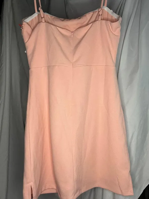 Hello Molly Light Pink Embellished Spaghetti Strapped Lined Mini Dress - Image 6
