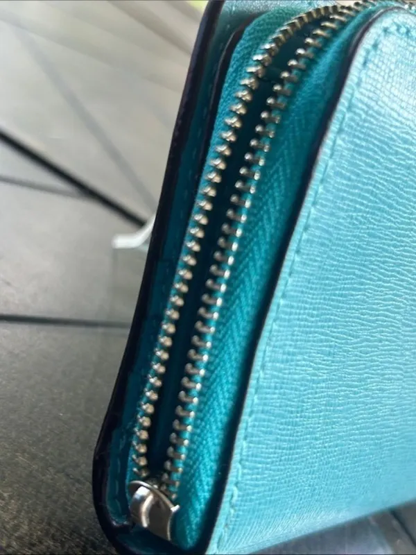 Coach Essential Saffiano Zip-Around card case Wallet turquoise retro chic preppy - Image 8