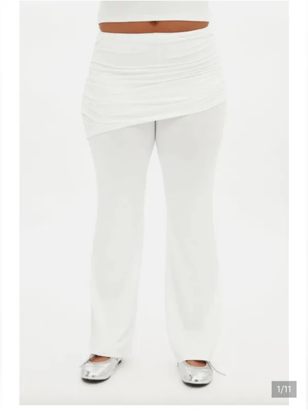 Girlfriend Collective White Paloma Skirted Wide Leg Yoga Pants Size Large - Image 2