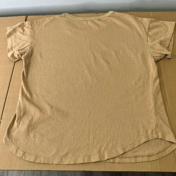 Bohme Minimalist Contemporary Cotton‎ Crew Neck Short Sleeve Top T-shirt Tan Med - Image 2