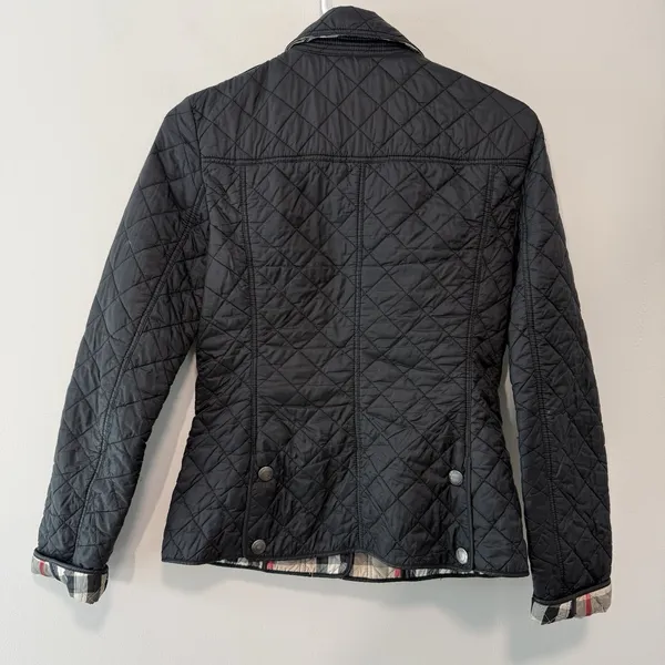 Burberry Brit Kencott Diamond Quilted Black Snap Close Nova Check Lined Jacket‎ - Image 7