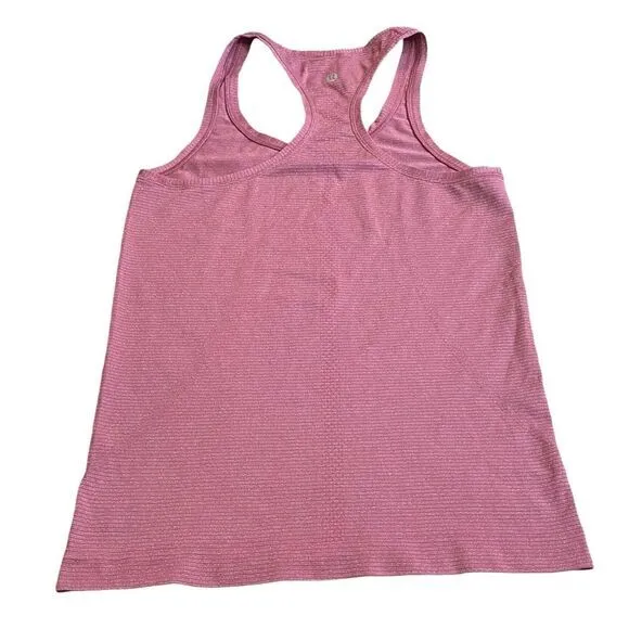 Lululemon 6 Swiftly Tech Racerback Tank Top Rose‎ Pink Metallic Silver Stripe - Image 5