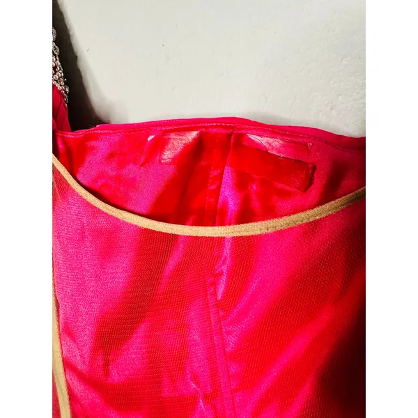 ASHLEYLAUREN Hot Pink Pleated Crystal Pearl Beaded One Shoulder Gown Size 8 - Image 6