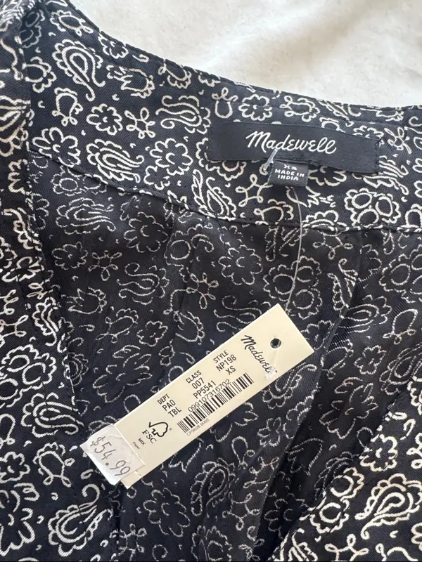 Madewell Black and White Floral Button-Front Blouse - Image 3