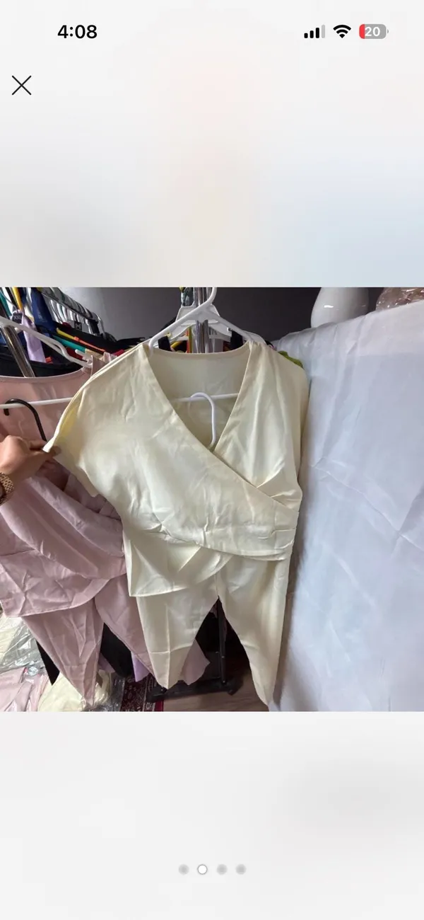 SheIn Elegant Draped Cross V-Neck Yellow 2 piece set - Image 2