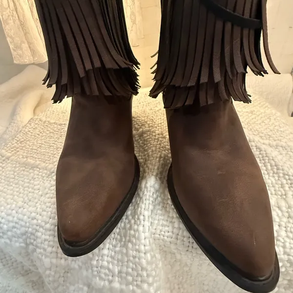 Roper Dark Brown Fringe Ankle Boots Size 6 - Image 3