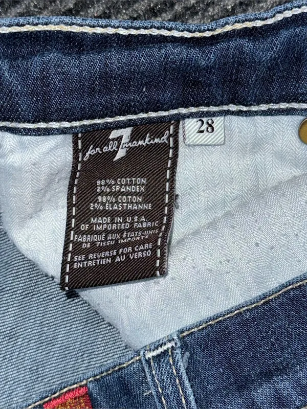 7 For All Mankind Dojo Low Rise Trouser Flare Leg Jeans 28 (30x30) USA Made flaw - Image 14