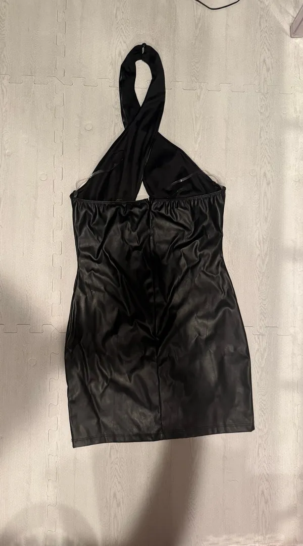 Leather dress Black Size L - Image 3