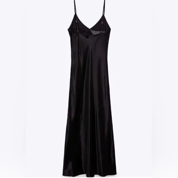 SATIN EFFECT RHINESTONE DRESS BLACK - REF. 0881/219 New without tag XS - Image 3
