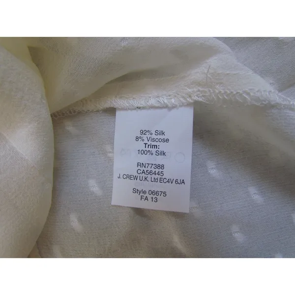 Madewell‎ Silk Blouse S Cream Swiss Dot Pleated Snap Button Back 06675 FA13 - Image 7
