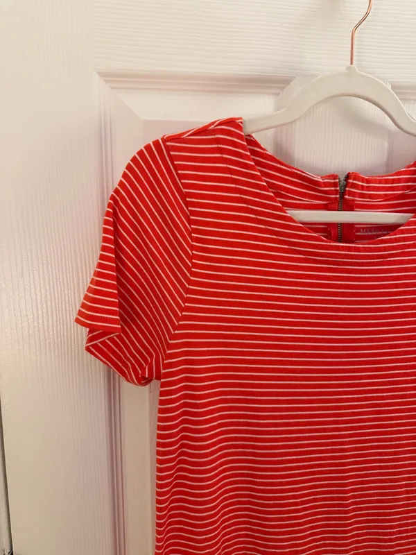 Merona Orange White Stripe Short Sleeve T-shirt Shift Dress Small - Image 3