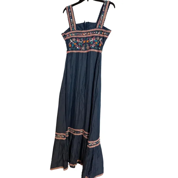 Boston Proper NWT Beaded Embroidered Boho Tencel Maxi Dress 2 - Image 4