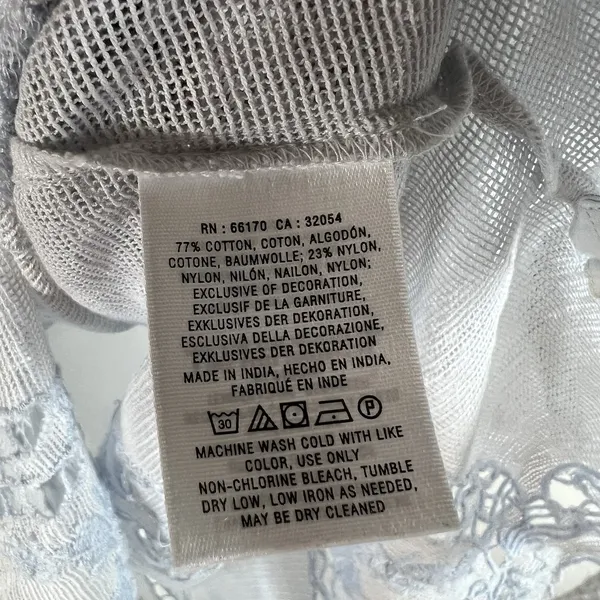 Anthropologie Meadow Rue Mesh Lace Embroidered Shirt Top Sz L Cottagecore Blue‎ - Image 8