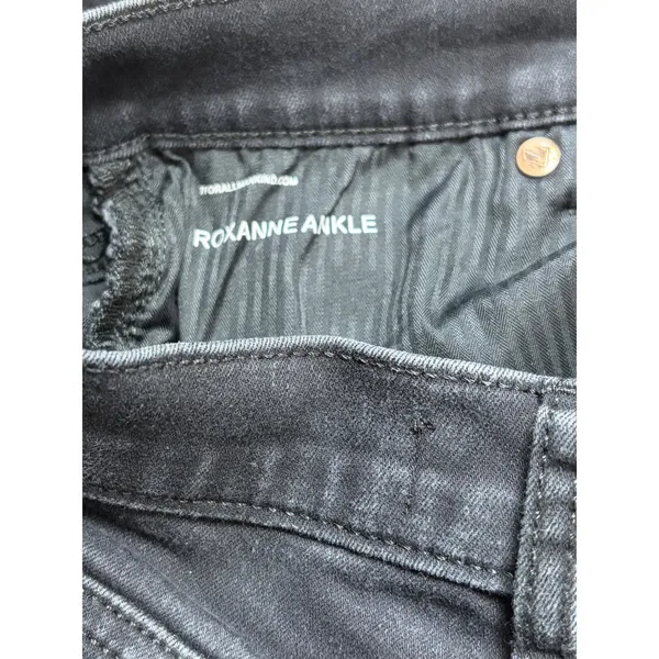 7 For All Mankind Roxanne Ankle Jeans Dark Charcoal Raw Hem Womens 28 - Image 7