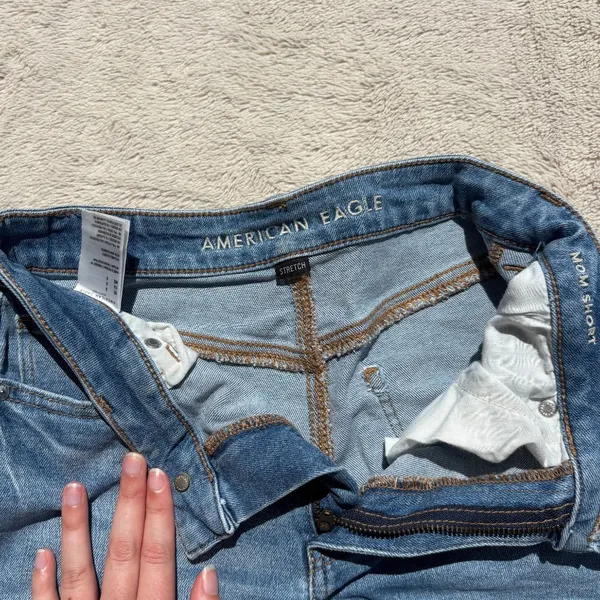 American Eagle Blue Denim Mom Shorts - Image 3