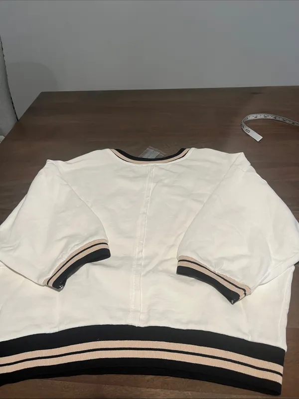 Anthropologie Cream Short-Sleeve Sweatshirt with Red '34' Graphic Sz S/P NWT - Image 6