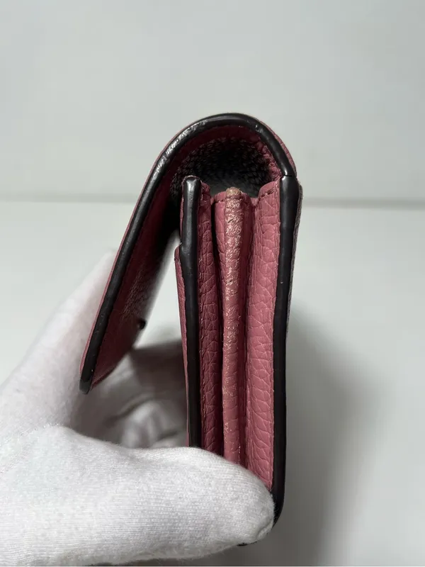 Tory Burch McGraw Pink Pebbled Leather Trifold Compact Mini Wallet - Image 9