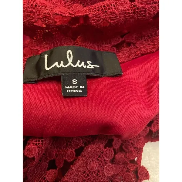 Lulus Burgundy Crochet Laced Bodycon Midi Dress Size S/ Party/ Cocktail/Formal - Image 15