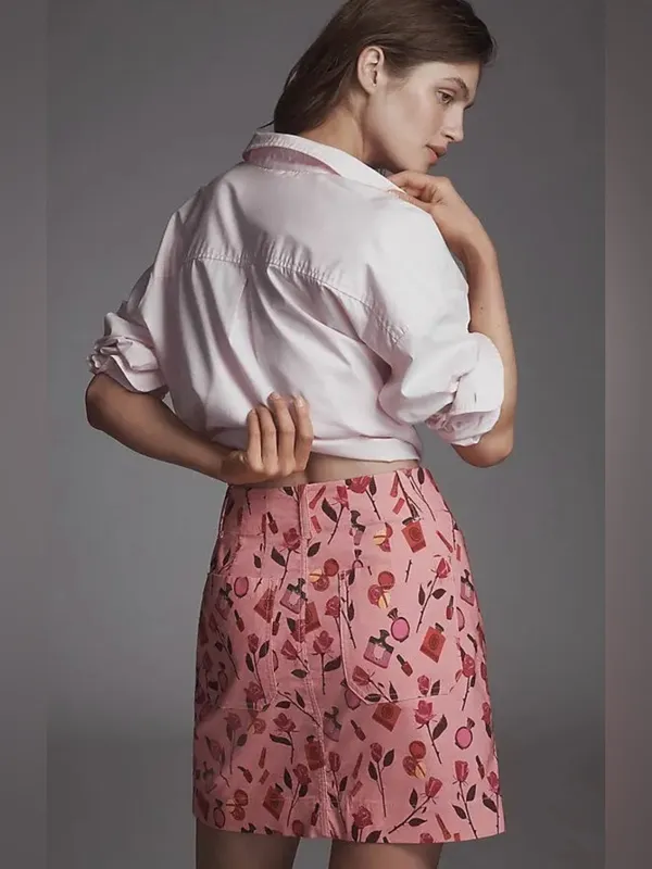 Anthropologie Maeve The‎ Anisa Makhoul Colette Mini Skirt Pink Rose Size Small - Image 5