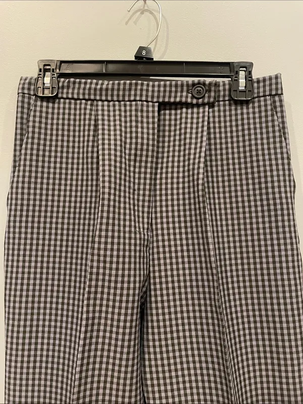 Women’s blue Check Dress Pants/ handmade with pockets - Image 2