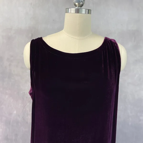 Eileen Fisher Womens Velvet Maxi Dress Size 2 Purple Silk Blend‎ Goth Grunge - Image 4