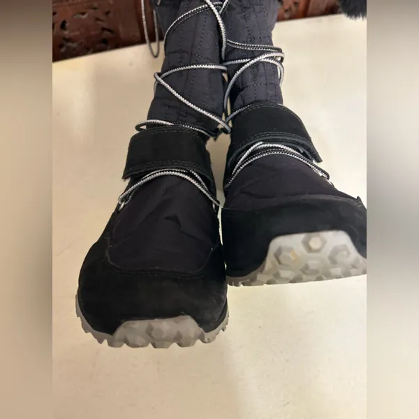 Timberland Boots Womens 8 Black Knee High Pom Pom Lace Up Winter Snow - Image 12