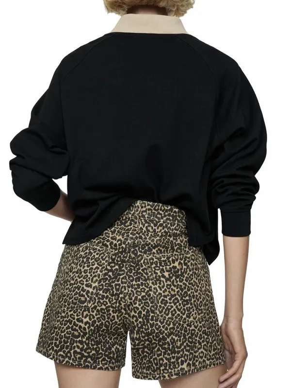 Mango Leopard-Print Straight Shorts NWT Leopard Brown Size 8 / EUR 40 - Image 3
