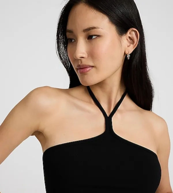New With Tags Express Black Fitted Ribbed Crop Tank Size L  - Image 3