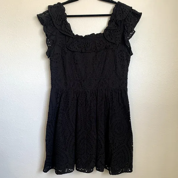 Ryegrass Sz XL Eyelet Ruffle Mini Dress‎ Black Coquette Feminine 100% Cotton - Image 3
