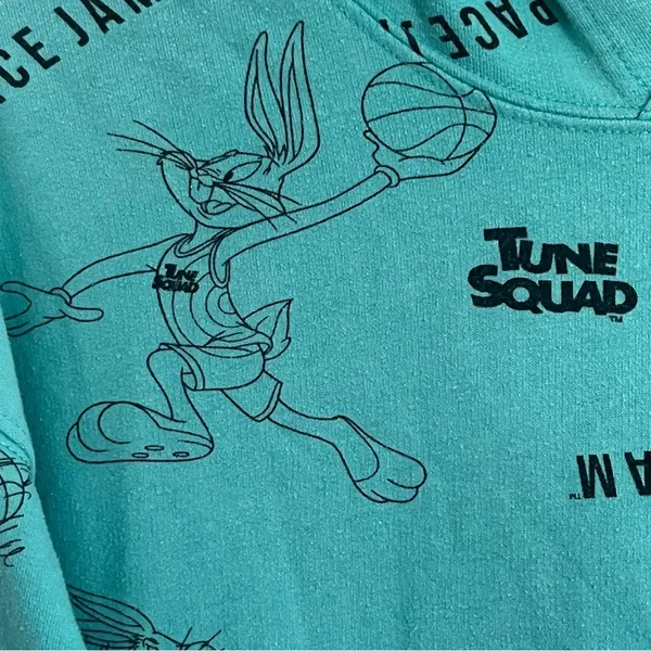Space Jam Hoodie All Over Print Tune‎ Squad Teal Womens Size Small Basketball - Image 4