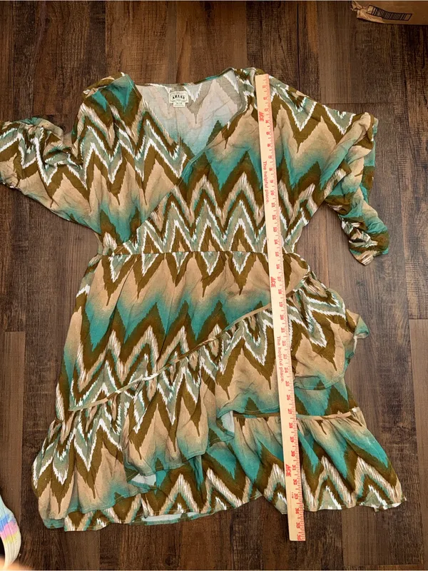 Ariat Chevron Mini Dress in Teal and Tan - Image 10