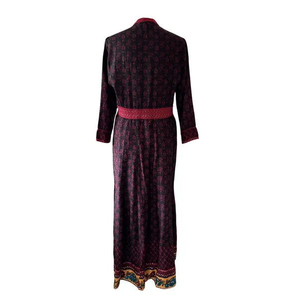 Biba Indian Printed Button Front Half Collar Long Sleeve Maxi Dress - Image 7