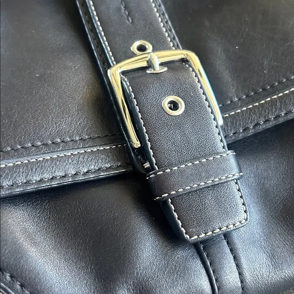 Coach Hampton elegant black leather buckle bag y2k F1260 hobo - Image 3
