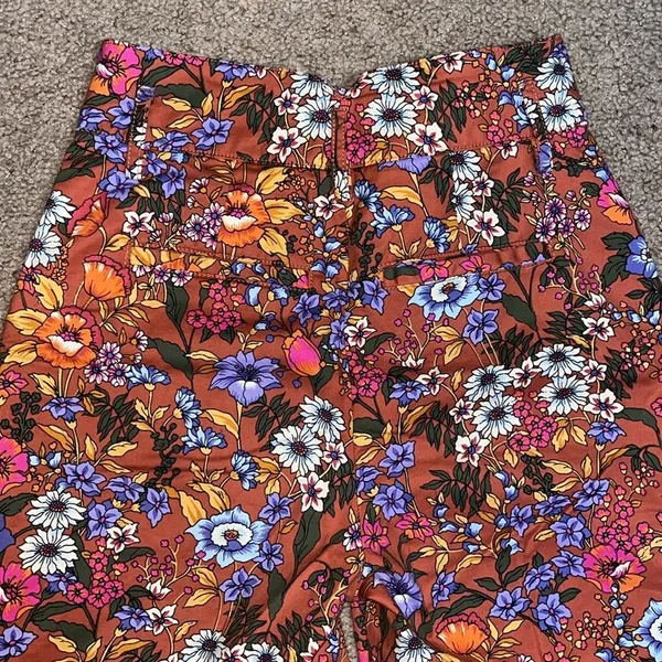 Anthropologie Maeve Flower Power‎ Wide Leg Ankle Cropped Trouser Pant 0 - Image 7