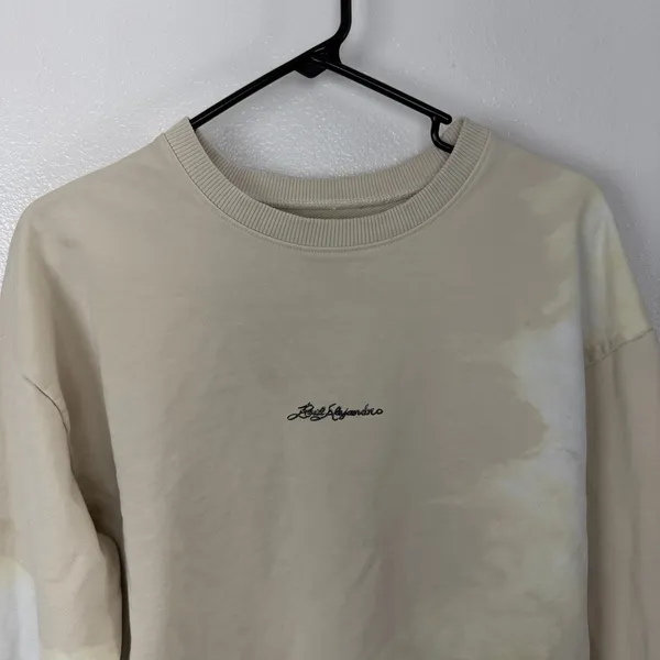 Rauw Alejandro Sweatshirt Womens Medium Tan Cosa Nuestra Graphic Crew Neck *FLAW - Image 2