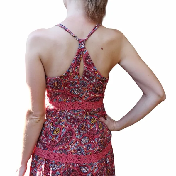 Hollister Paisley Boho Racerback Sundress Medium Lace Trim Mini - Image 2