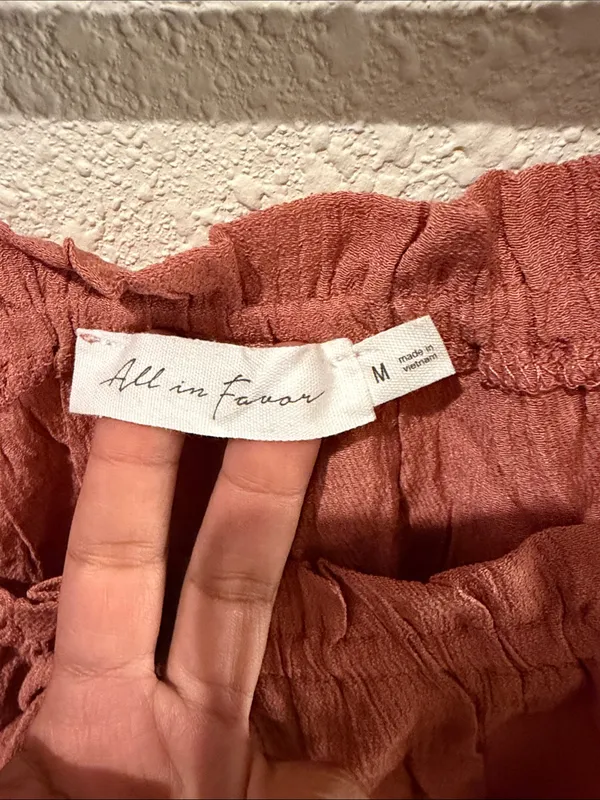 All in Favor Rust-Peach Peasant Blouse - Image 2