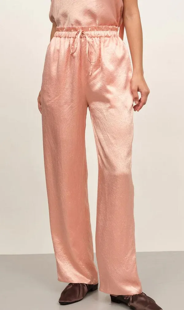 Free People Coral Satin Pajama Set - Image 4