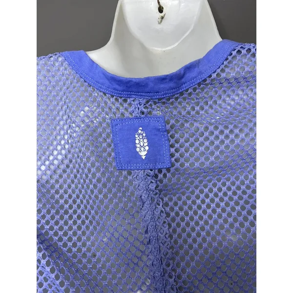 Free People Mesh Tank Top Womens Small Purple Sleeveless Sheer Fishnet Festival - Image 6