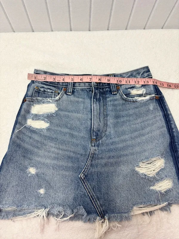Abercrombie‎ & Fitch ZOE Natural Rise Vintage A-Line Light Blue Denim Skirt 26 - Image 4