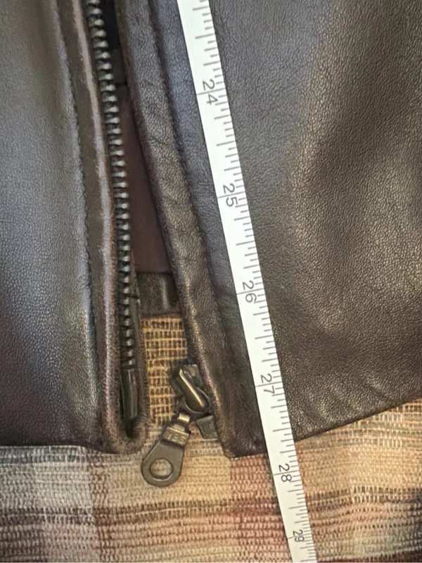 Women's Dark Brown Leather Zip Jacket - Image 6