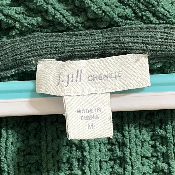 J Jill Sweater‎ Women Medium Green Chenille Knit V Neck Pullover Lucky Feminine - Image 8