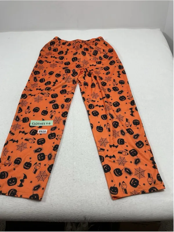Womans NWT Kabento Haloween Lounge Pants Medium Orange With Pumpkins - Image 2
